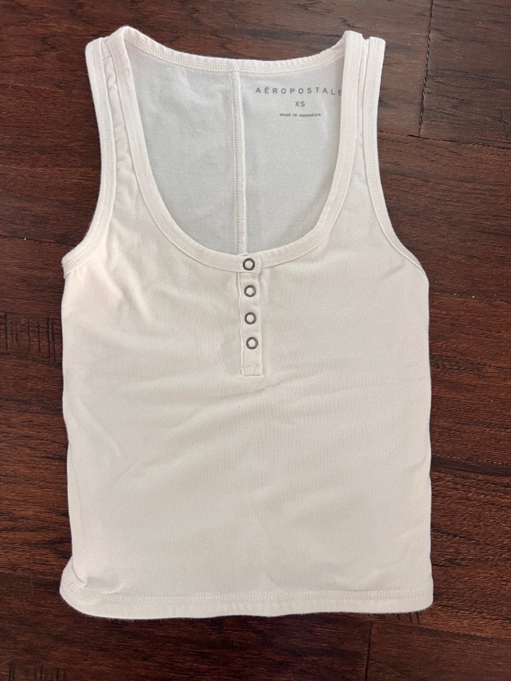 Aeropostale White Henley Snap Button Tank Top - Size XS